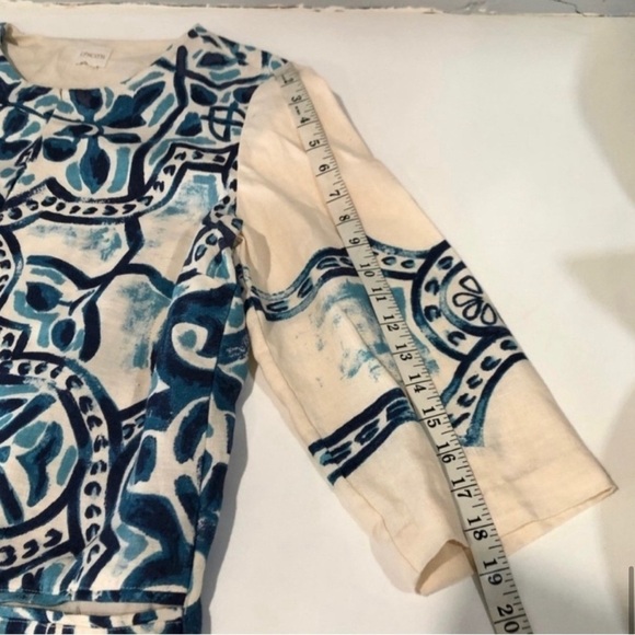 Chico’s Artisan Printed Linen Jacket blue, cream - Picture 14 of 16